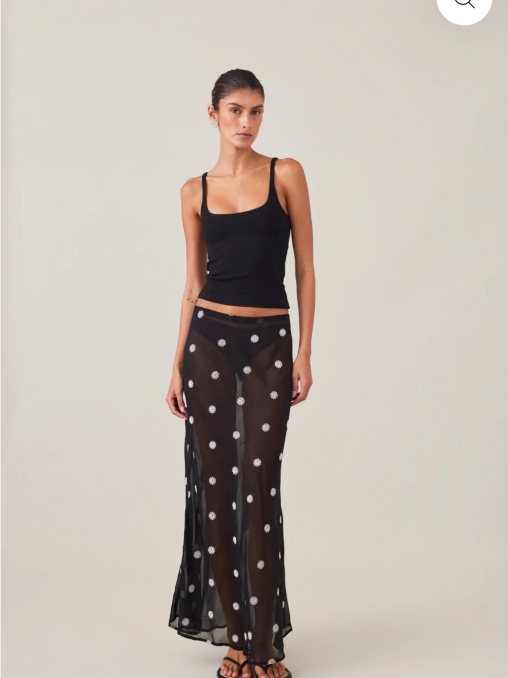 Elce Swim Elle Skirt Sheer Black Polka Dot Maxi Skirt